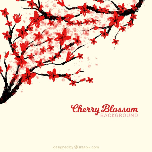 Red cherry blossom background design