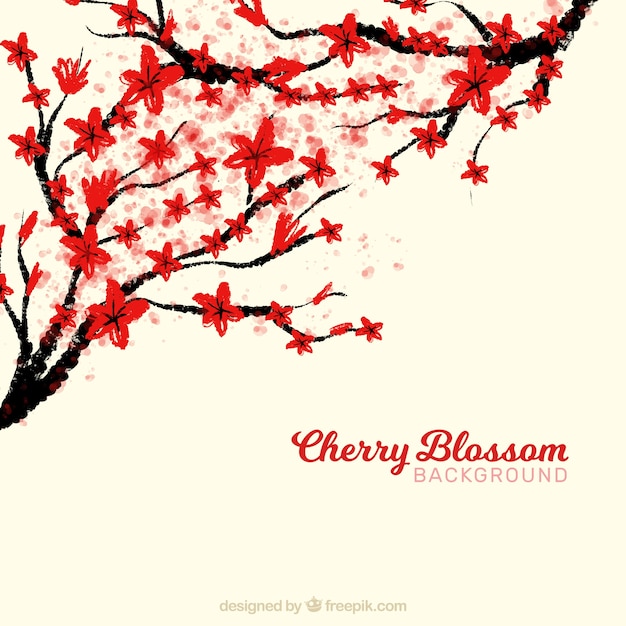 Red cherry blossom background design