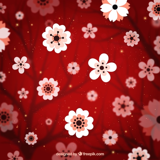 Red cherry blossom background