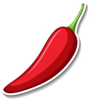 Red chilli sticker on white background