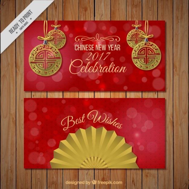 Бесплатное векторное изображение Красные китайские новые баннеры год