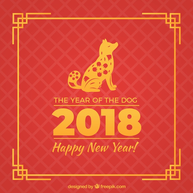 無料ベクター 犬と赤い中国の新年のコンセプト