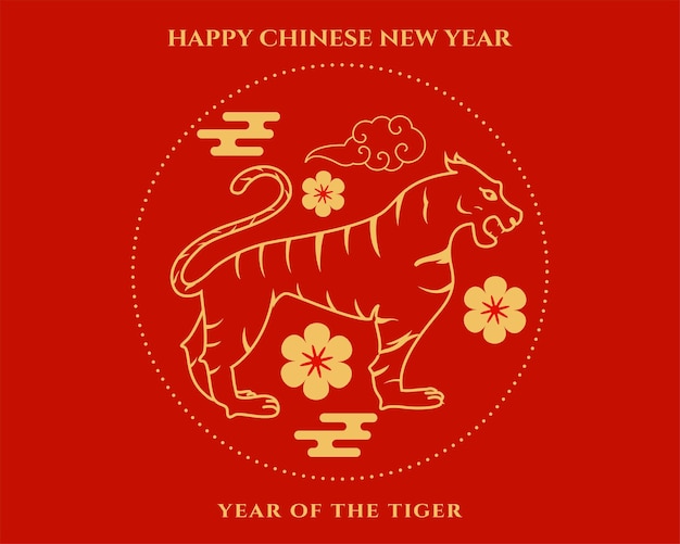 虎の背景デザインの赤い中国の旧正月