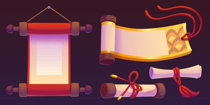 Free Vector red chinese paper scroll for royal banner vector