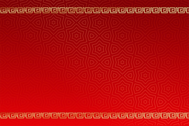 Free vector red chinese pattern background with golden borders