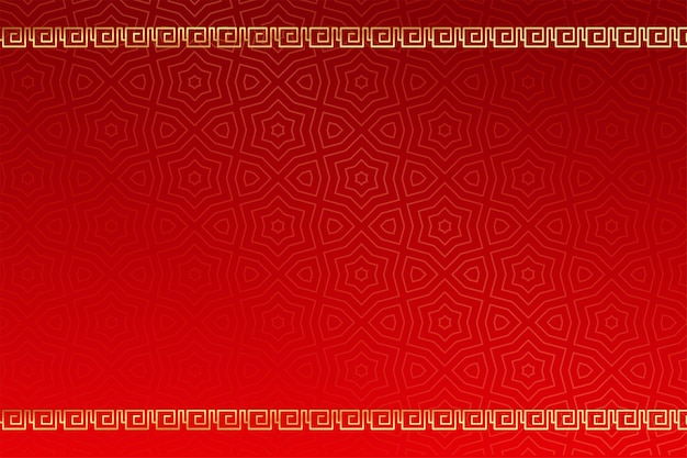 Red chinese pattern background with golden borders