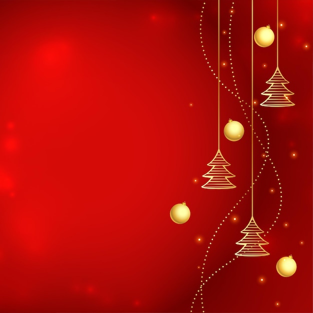 Red christmas background in golden line style