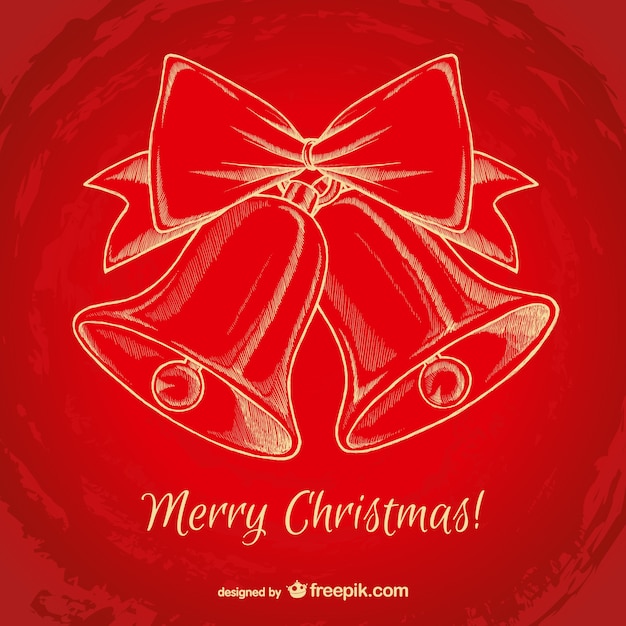 Free vector red christmas background with bells