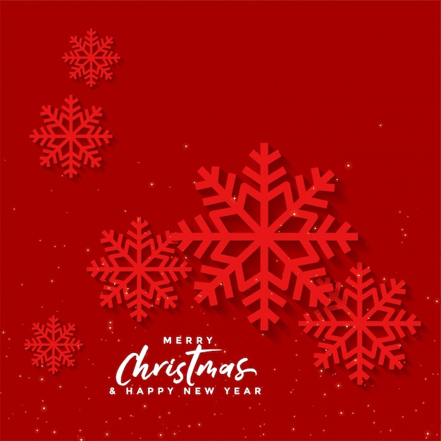 Free vector red christmas background with snow flakes