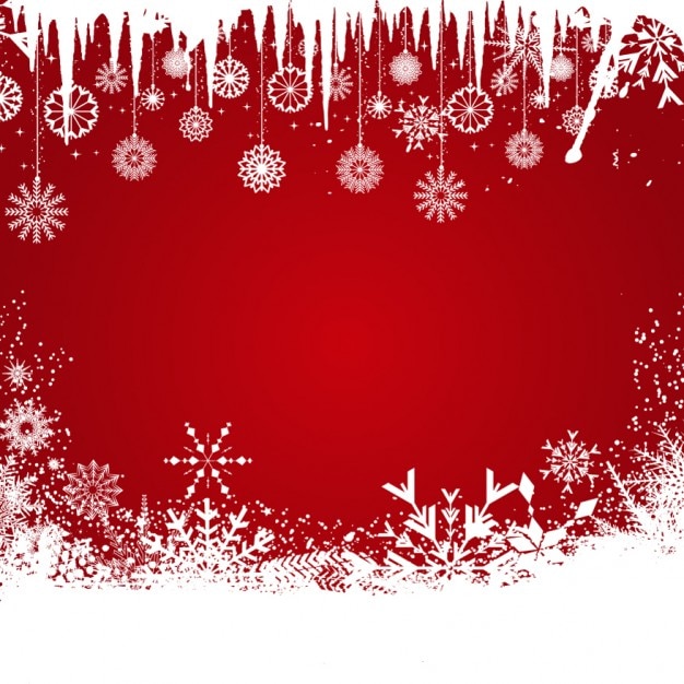 Red christmas background with snowflakes