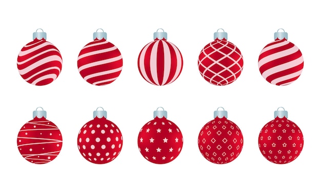 クリスマス​の​お祝い​の​ため​の​白い​パターン​と​赤い​クリスマスボールベクトル