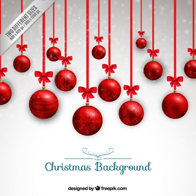 Free vector red christmas balls background