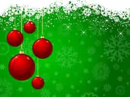 Free vector red christmas balls on green background