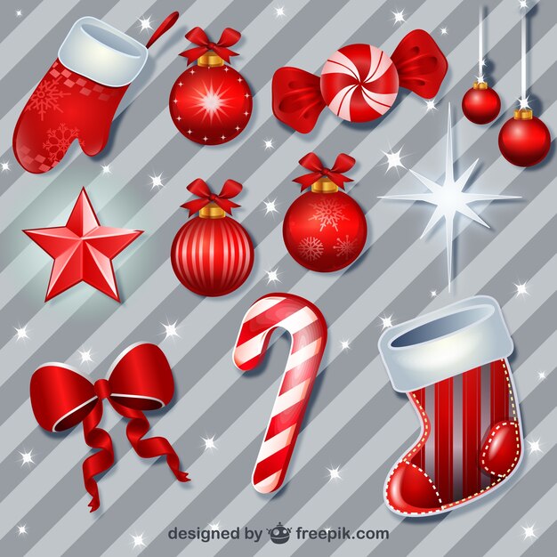 Red Christmas baubles pack