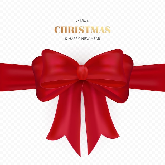 透明な背景と赤いクリスマスの弓