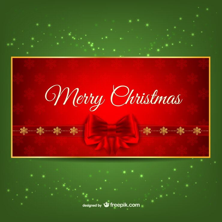मुफ़्त वेक्टर red christmas card with a bow