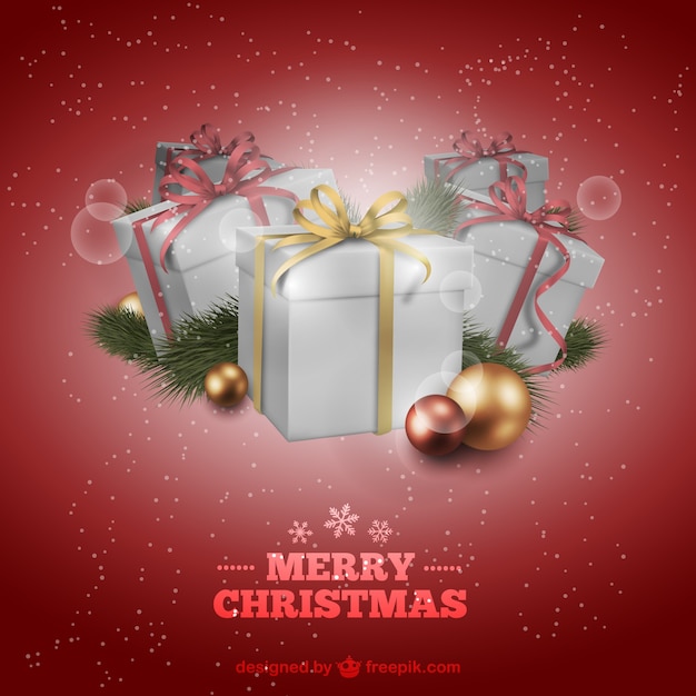 Free vector red christmas card with presents