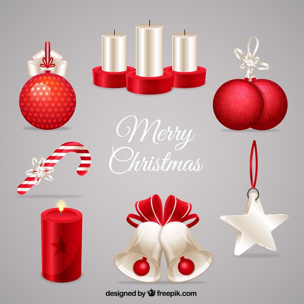 Red christmas decoration set