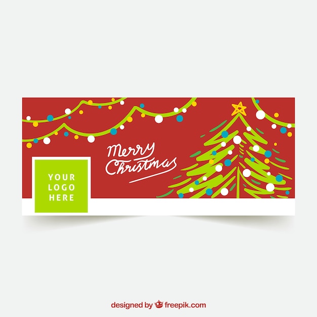 Free vector red christmas facebook cover