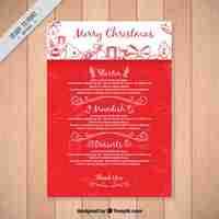 Free vector red christmas menu template