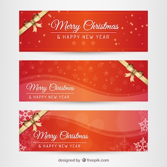 Red christmas and new year banners