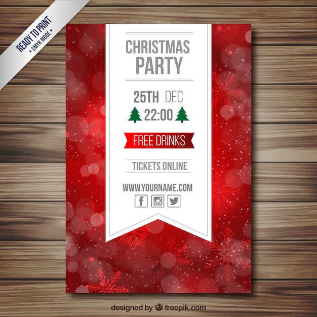 Red christmas party flyer