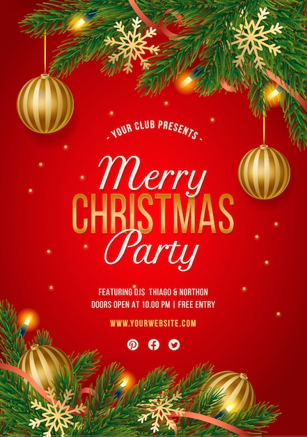 Red christmas party poster