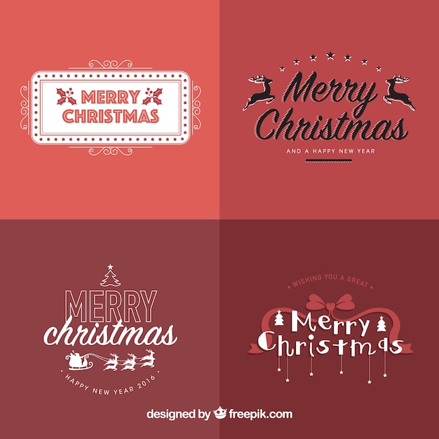 Free vector red christmas stickers