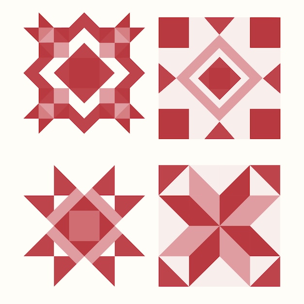 Red Christmas tiles geometrical design vector