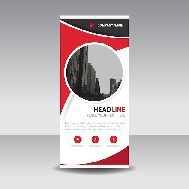 Red circle creative roll up banner template