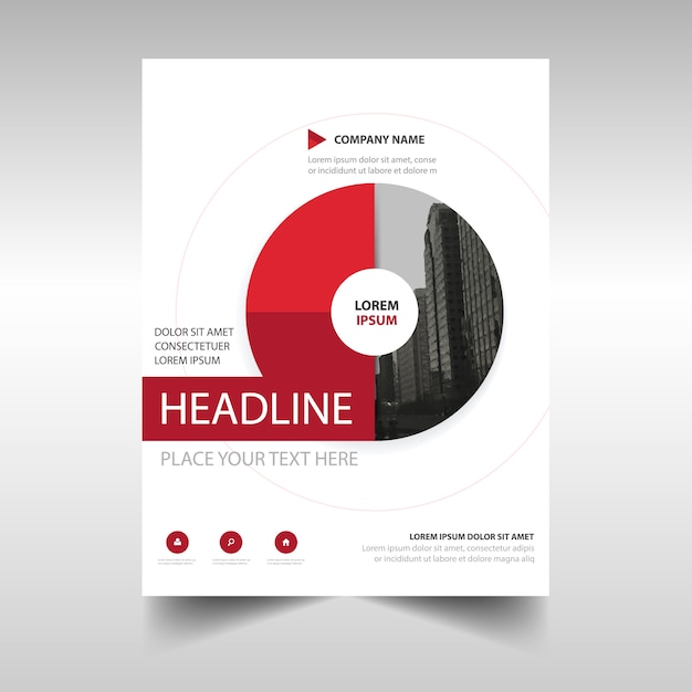 Red circular annual report brochure