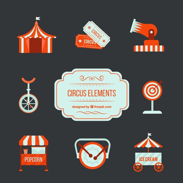 Red circus elements in a flat design