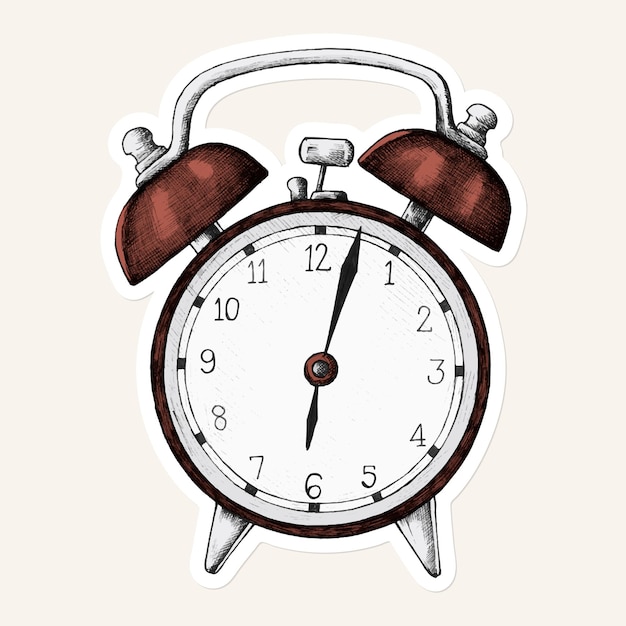 Free vector red clock icon sticker vector