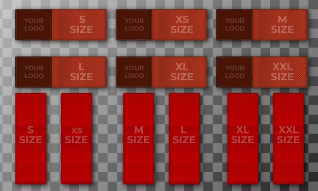 無料ベクター アパレル、ブランドタグのサイズの赤い布ラベル