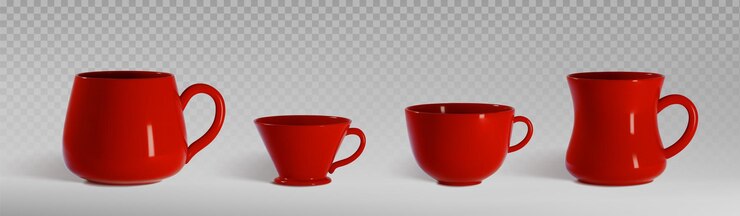 無料Vector 異なる形状の赤いコーヒーカップモックアップセット