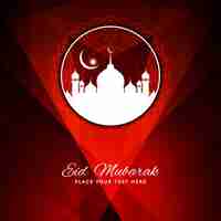 Free vector red color abstract eid mubarak background