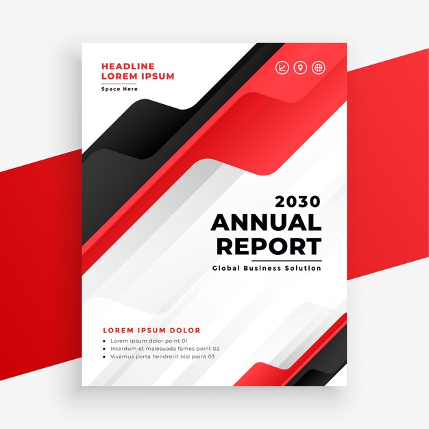 Red color annual report business brochure design template