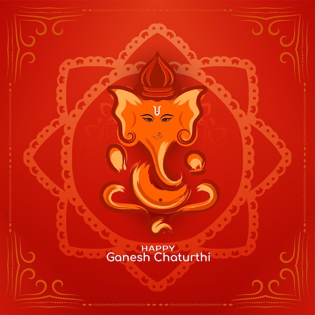 Red color Happy Ganesh Chaturthi festival background vector