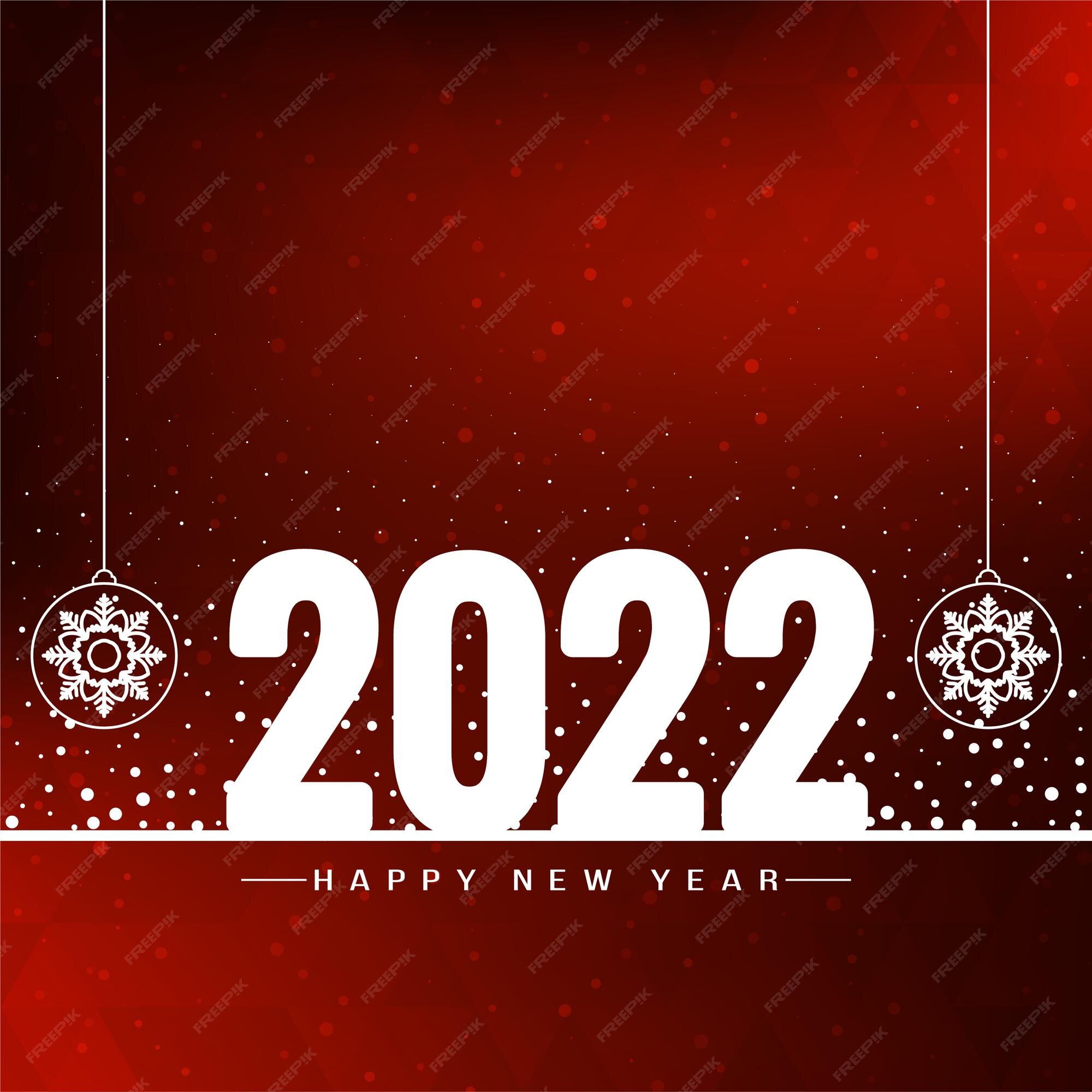 Free Vector | Red color happy new year 2022 greeting background vector