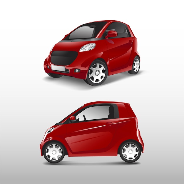 Red compact hybrid car vector