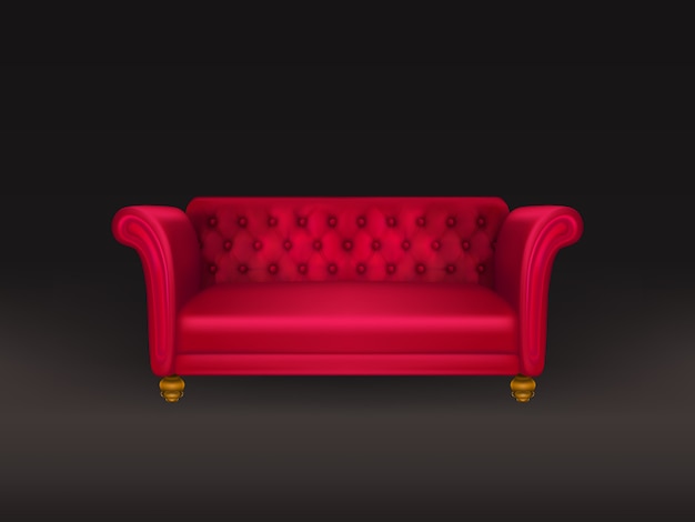 Red Couch, Sofa Isolated On Black