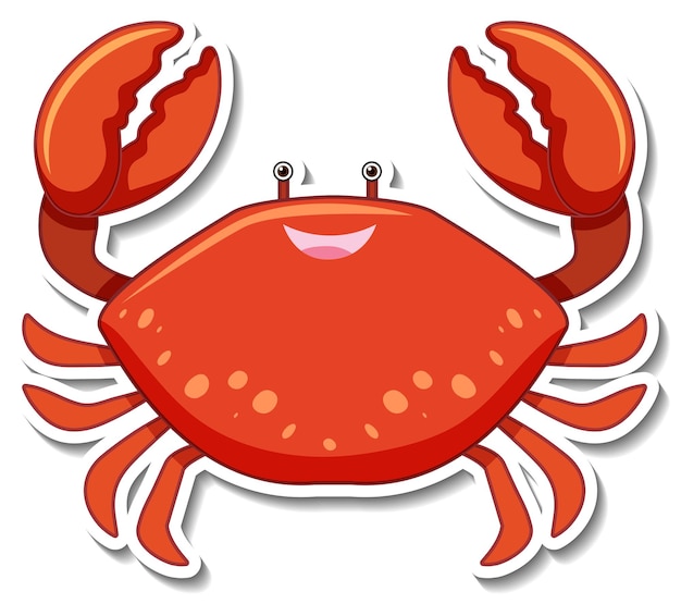 Бесплатное векторное изображение Красный краб морской зверь мультяшный стикер