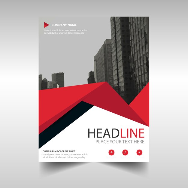 Red creative annual report book cover template  with triangles