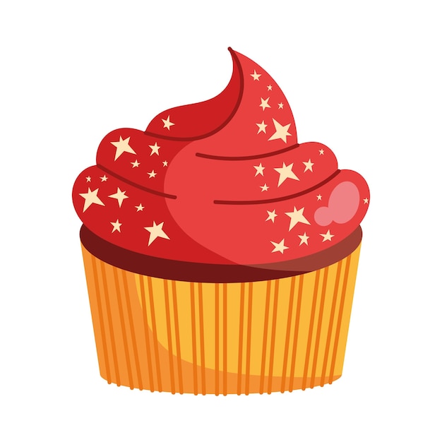 Vettore gratuito cupcake rosso con scintille