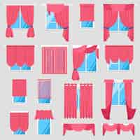 Free vector red curtains set