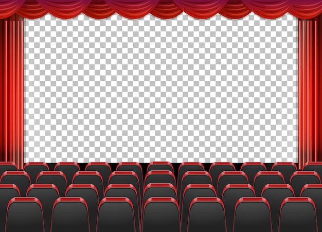 Free vector red curtains in theater with transparent background