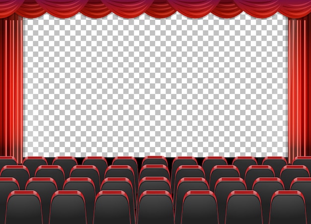 Красные шторы в театре с прозрачным фоном