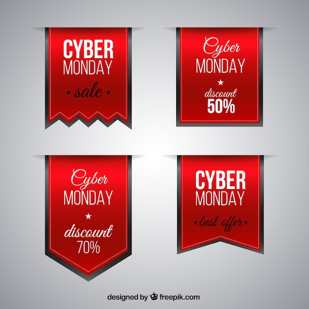 Free vector red cyber moday labels