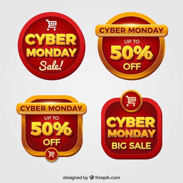 Red cyber monday labels