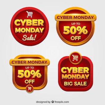 Red cyber monday labels